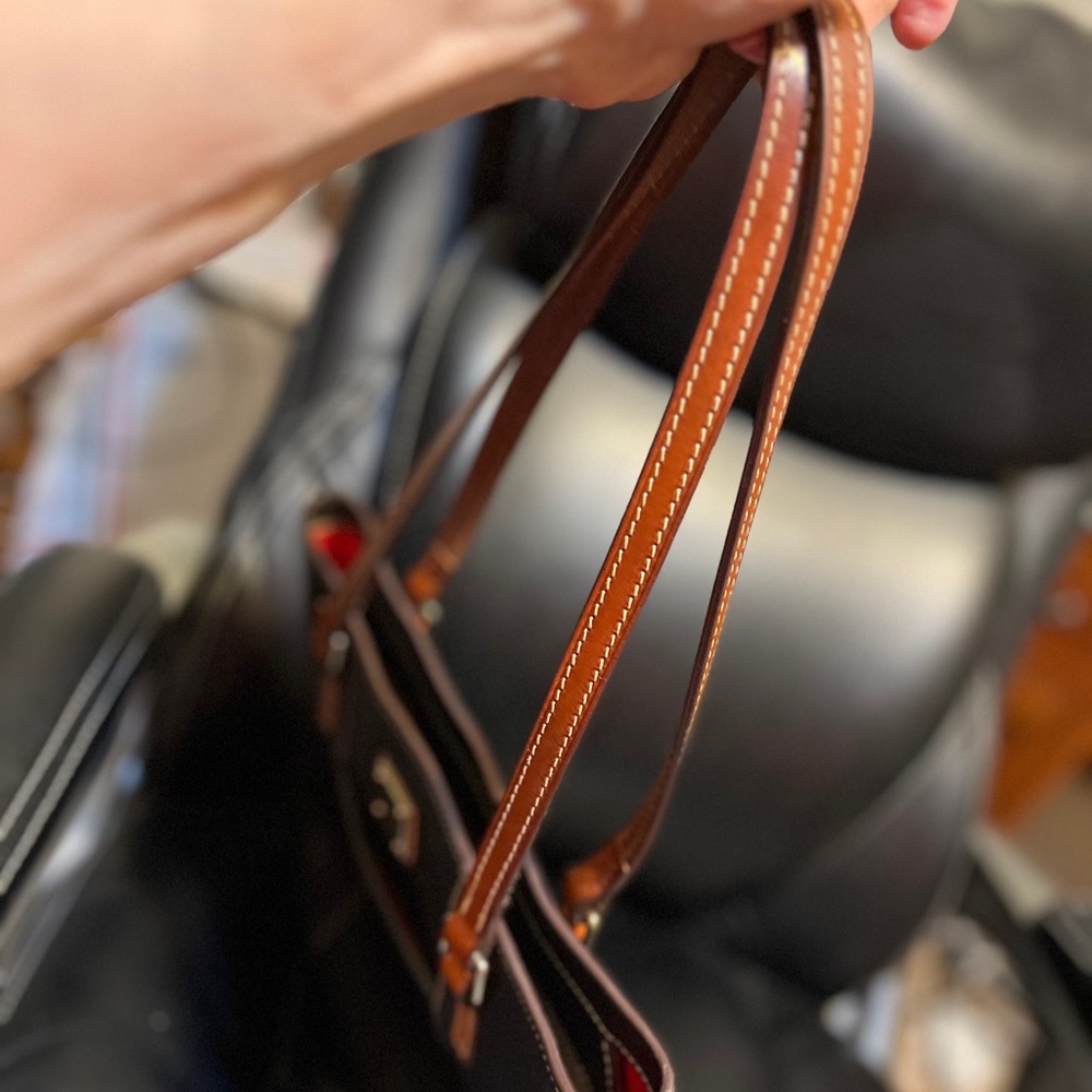Dooney & Bourke Black and Brown Leather Tote Bag - Picture 3 of 12